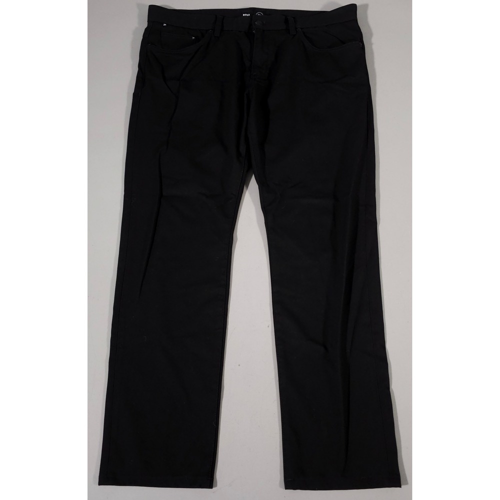 BOSS Delaware Slim Fit Pants Mens 36x32 Black Performance Stretch Trousers